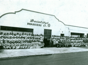 The old Daintifyt factory with workers outside.